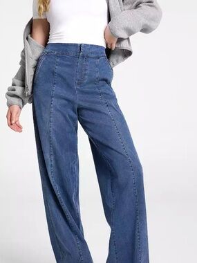CALLA XS Blue High-Rise Pull-On Wide Leg Denim Pants Trousers Size XS